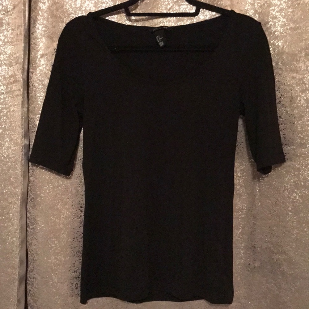 Solid black scoop neck top